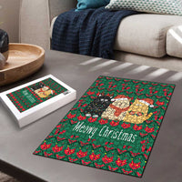 Cat Meowy Christmas Puzzle Xmas Holiday Patterns - Wonder Print Shop