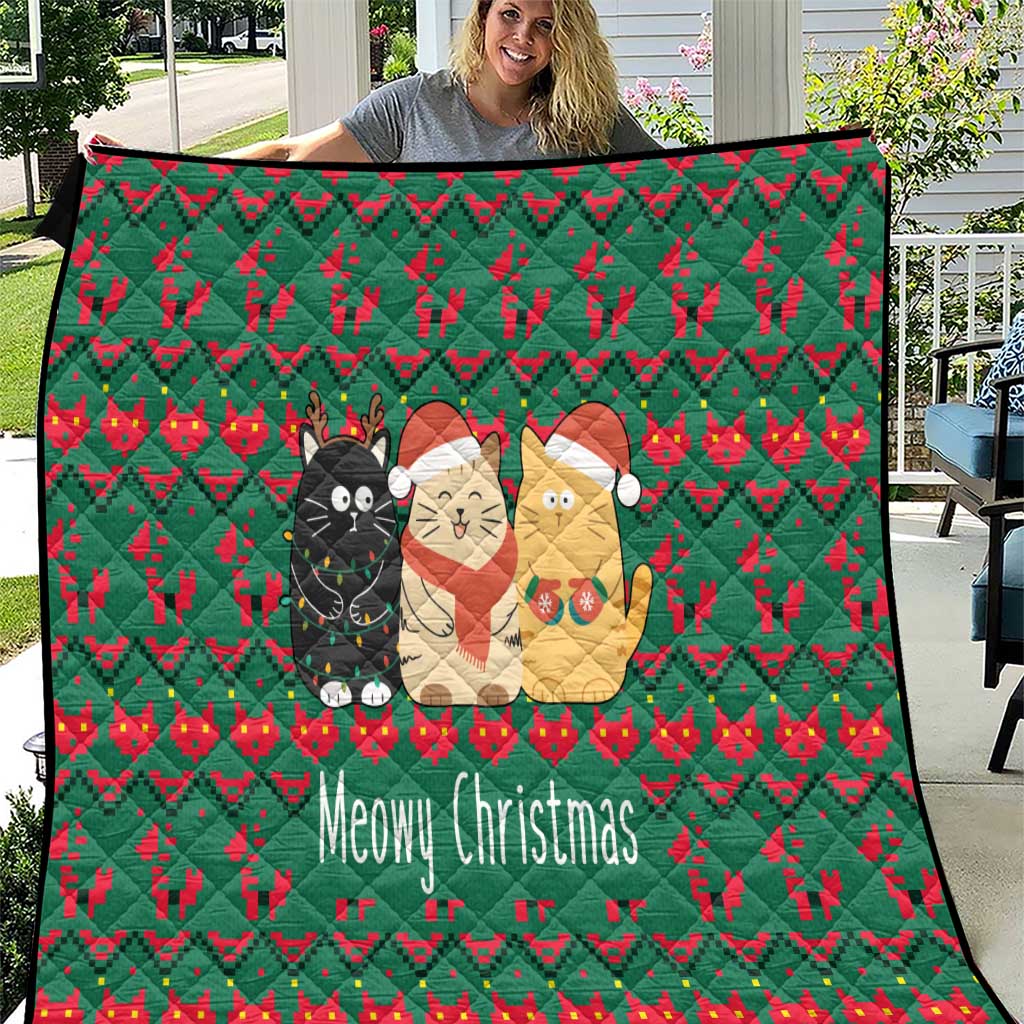 Cat Meowy Christmas Quilt Xmas Holiday Patterns - Wonder Print Shop