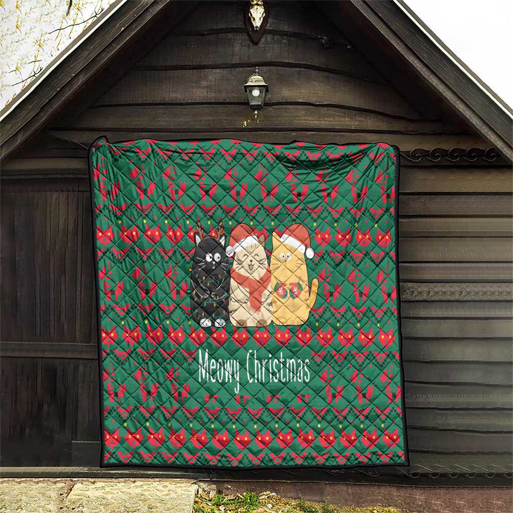 Cat Meowy Christmas Quilt Xmas Holiday Patterns - Wonder Print Shop