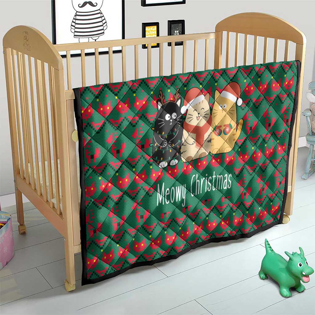 Cat Meowy Christmas Quilt Xmas Holiday Patterns - Wonder Print Shop