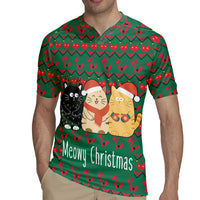 Cat Meowy Christmas Rugby Jersey Xmas Holiday Patterns - Wonder Print Shop