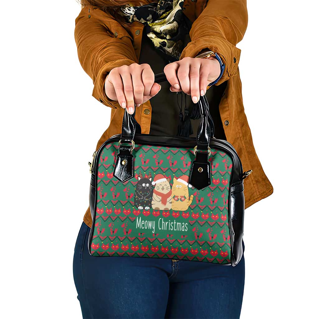 Cat Meowy Christmas Shoulder Handbag Xmas Holiday Patterns - Wonder Print Shop