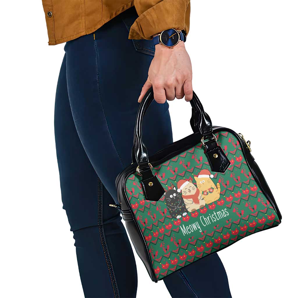 Cat Meowy Christmas Shoulder Handbag Xmas Holiday Patterns - Wonder Print Shop