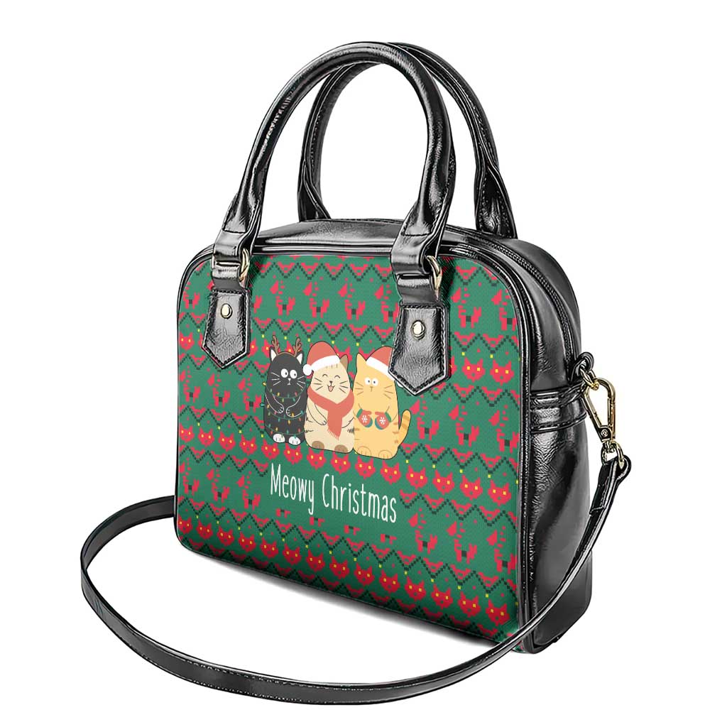 Cat Meowy Christmas Shoulder Handbag Xmas Holiday Patterns - Wonder Print Shop