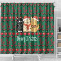 Cat Meowy Christmas Shower Curtain Xmas Holiday Patterns - Wonder Print Shop