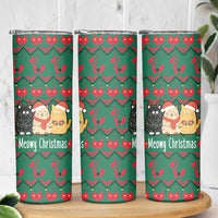 Cat Meowy Christmas Skinny Tumbler Xmas Holiday Patterns - Wonder Print Shop