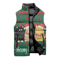 Cat Meowy Christmas Sleeveless Puffer Jacket Xmas Holiday Patterns - Wonder Print Shop