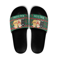Cat Meowy Christmas Slide Sandals Xmas Holiday Patterns - Wonder Print Shop