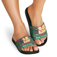Cat Meowy Christmas Slide Sandals Xmas Holiday Patterns - Wonder Print Shop