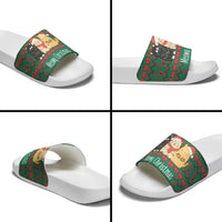 Cat Meowy Christmas Slide Sandals Xmas Holiday Patterns - Wonder Print Shop