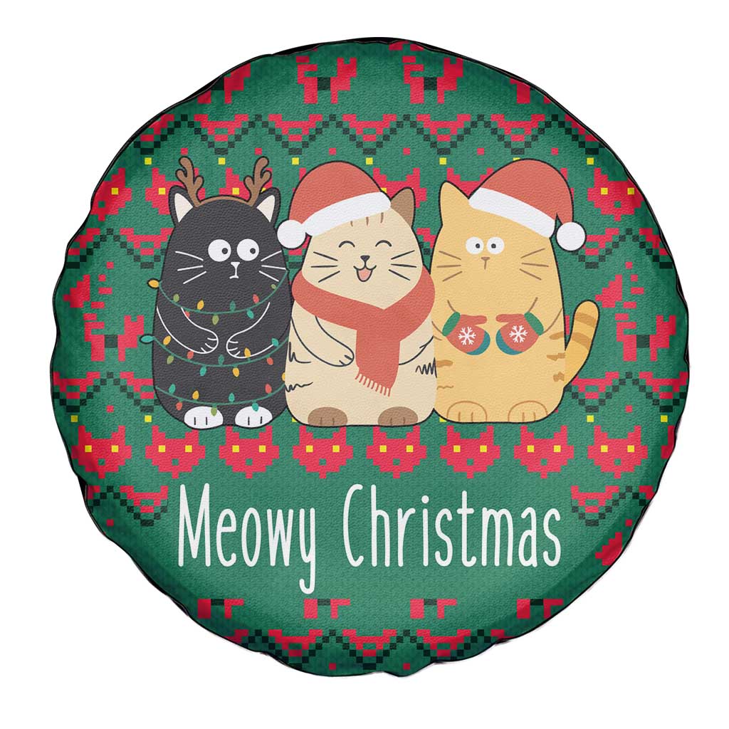 Cat Meowy Christmas Spare Tire Cover Xmas Holiday Patterns - Wonder Print Shop