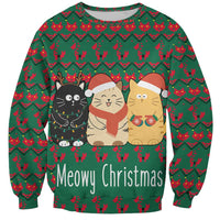 Cat Meowy Christmas Sweatshirt Xmas Holiday Patterns - Wonder Print Shop