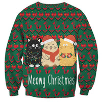 Cat Meowy Christmas Sweatshirt Xmas Holiday Patterns - Wonder Print Shop