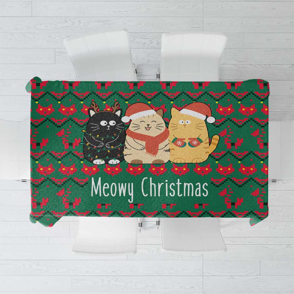 Cat Meowy Christmas Tablecloth Xmas Holiday Patterns - Wonder Print Shop