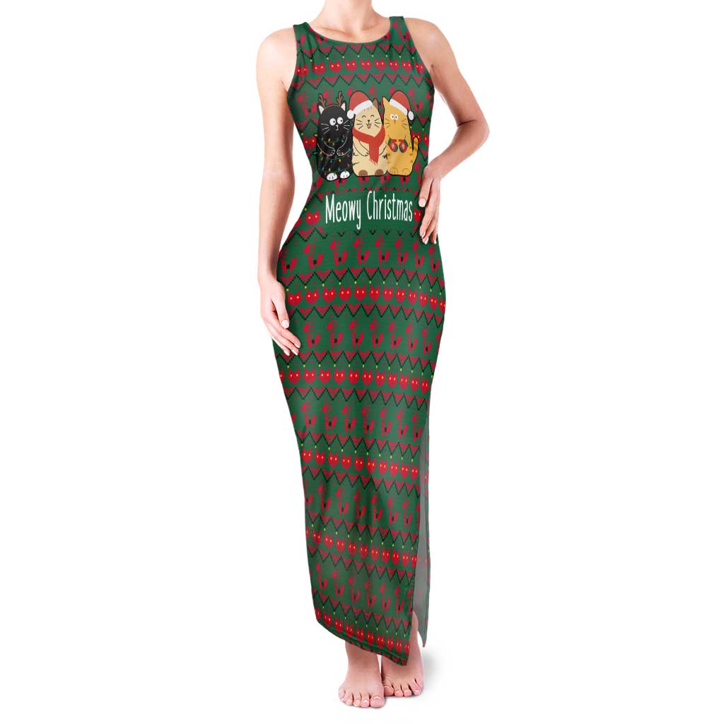 Cat Meowy Christmas Tank Maxi Dress Xmas Holiday Patterns - Wonder Print Shop