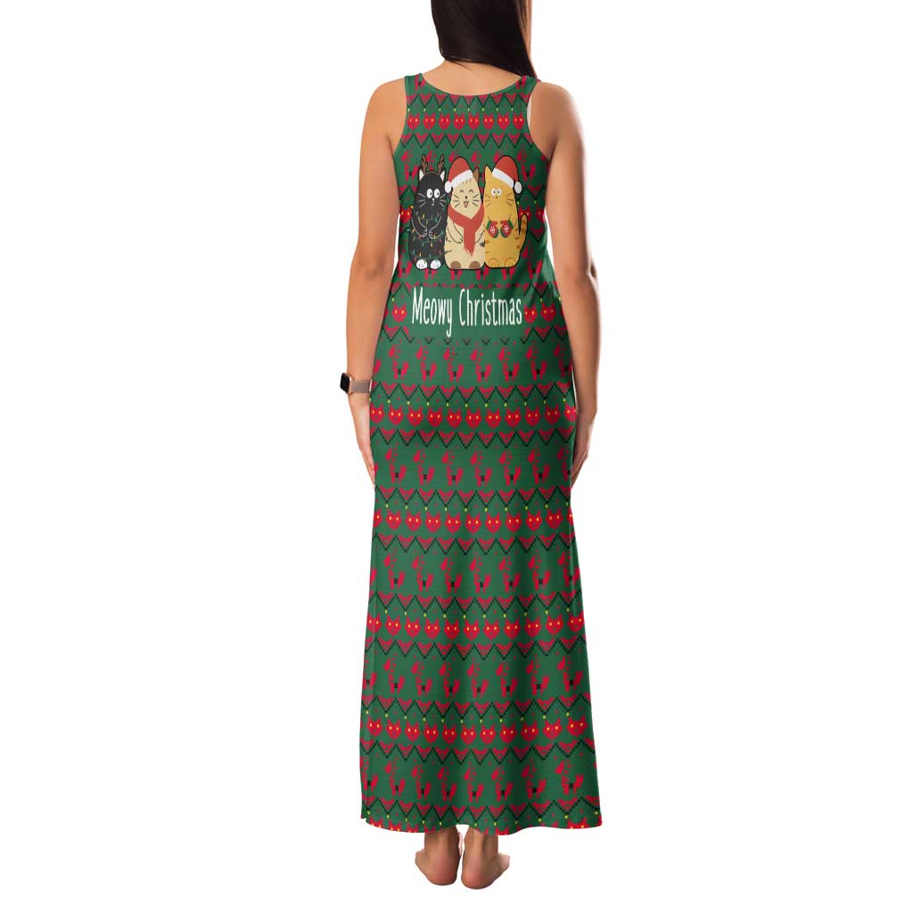 Cat Meowy Christmas Tank Maxi Dress Xmas Holiday Patterns - Wonder Print Shop