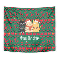 Cat Meowy Christmas Tapestry Xmas Holiday Patterns - Wonder Print Shop