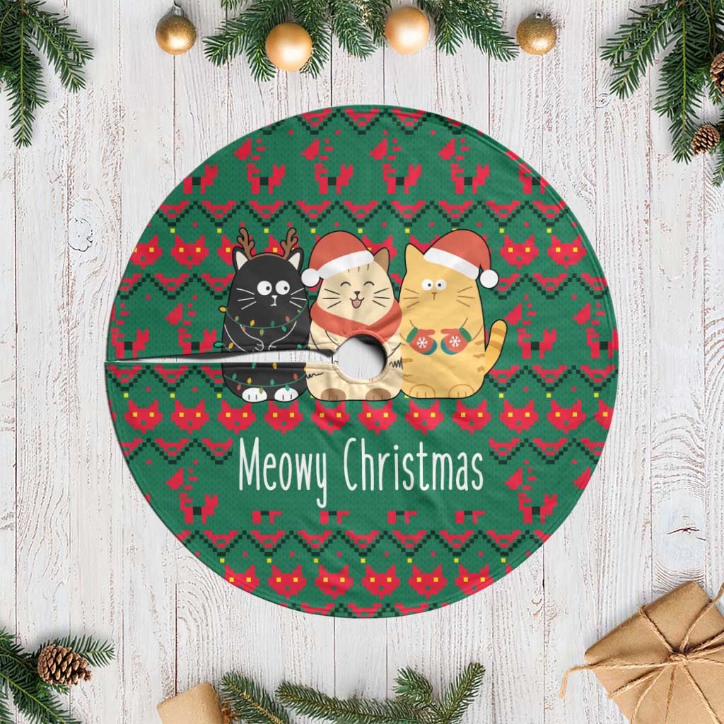 Cat Meowy Christmas Tree Skirt Xmas Holiday Patterns - Wonder Print Shop