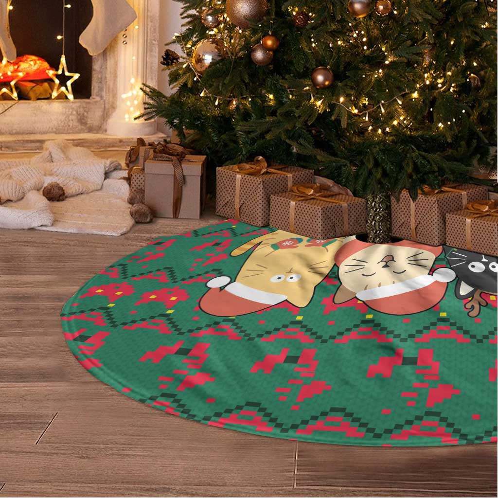 Cat Meowy Christmas Tree Skirt Xmas Holiday Patterns - Wonder Print Shop