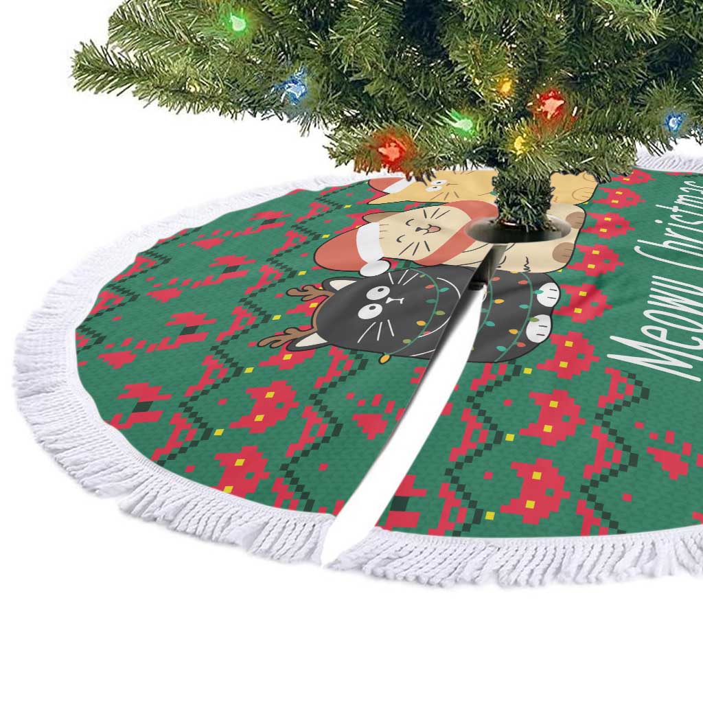 Cat Meowy Christmas Tree Skirt Xmas Holiday Patterns - Wonder Print Shop