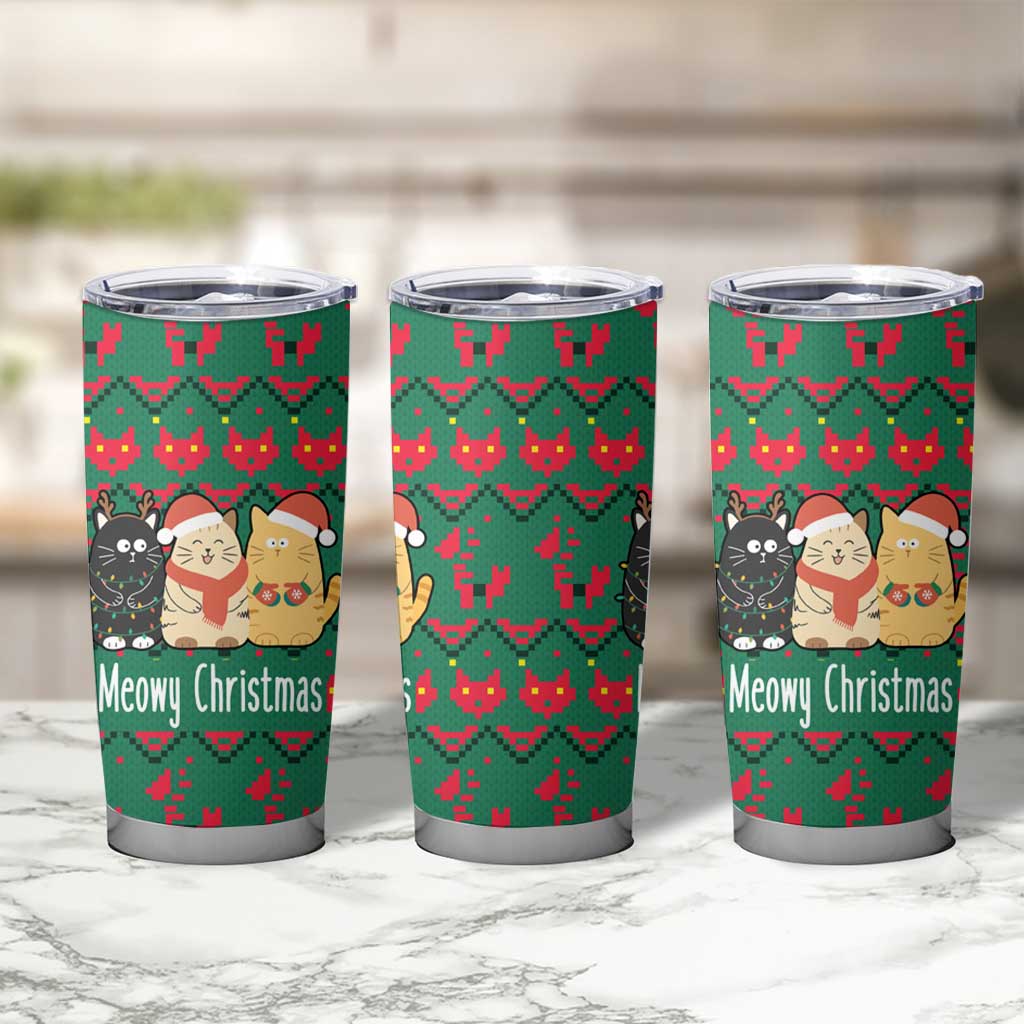 Cat Meowy Christmas Tumbler Cup Xmas Holiday Patterns - Wonder Print Shop