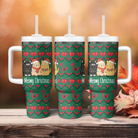 Cat Meowy Christmas Tumbler With Handle Xmas Holiday Patterns - Wonder Print Shop