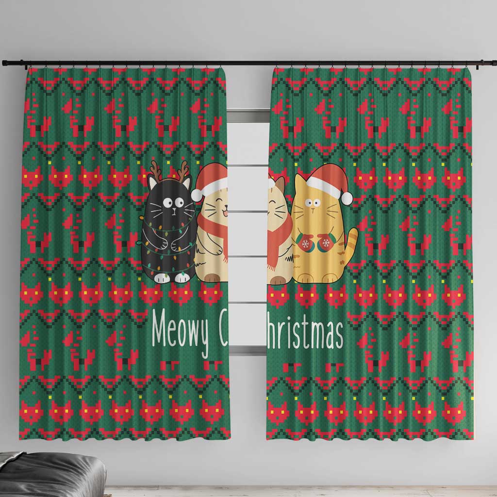 Cat Meowy Christmas Window Curtain Xmas Holiday Patterns - Wonder Print Shop