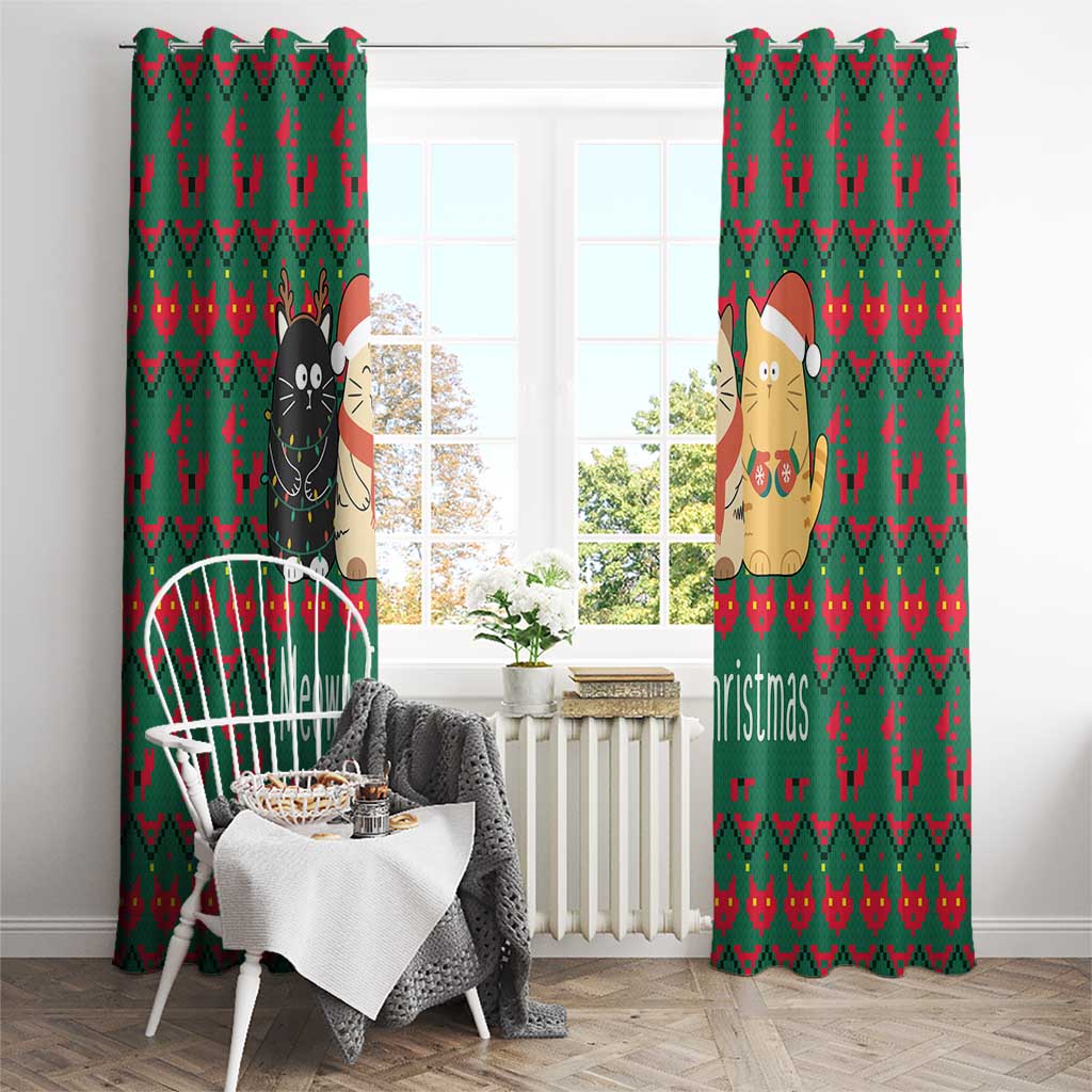 Cat Meowy Christmas Window Curtain Xmas Holiday Patterns - Wonder Print Shop