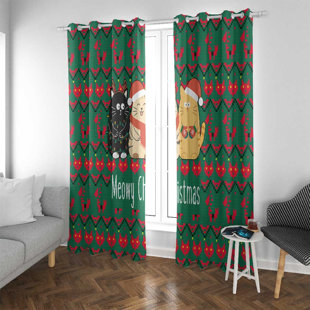 Cat Meowy Christmas Window Curtain Xmas Holiday Patterns - Wonder Print Shop