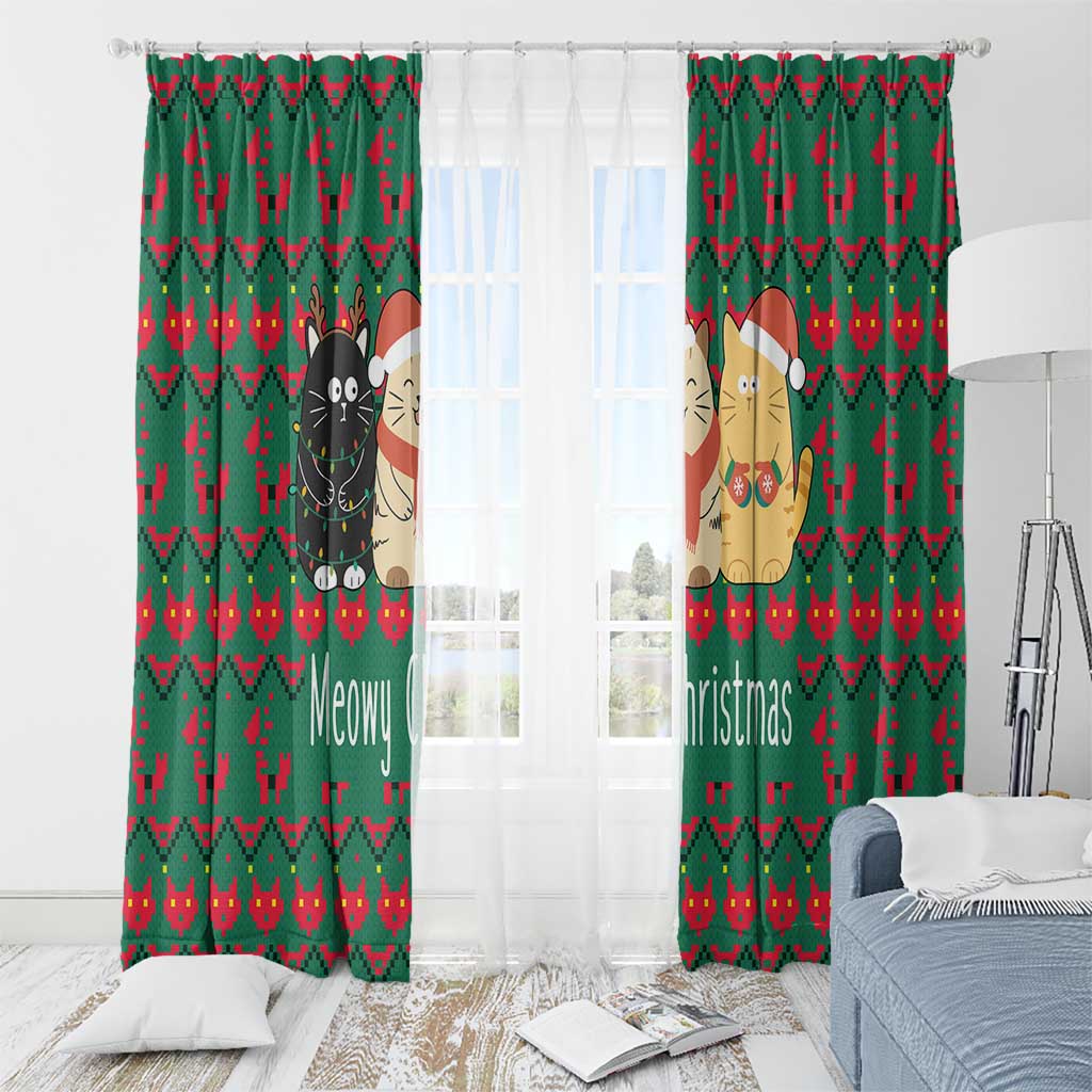 Cat Meowy Christmas Window Curtain Xmas Holiday Patterns - Wonder Print Shop