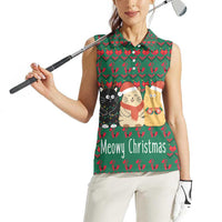 Cat Meowy Christmas Women Sleeveless Polo Shirt Xmas Holiday Patterns - Wonder Print Shop