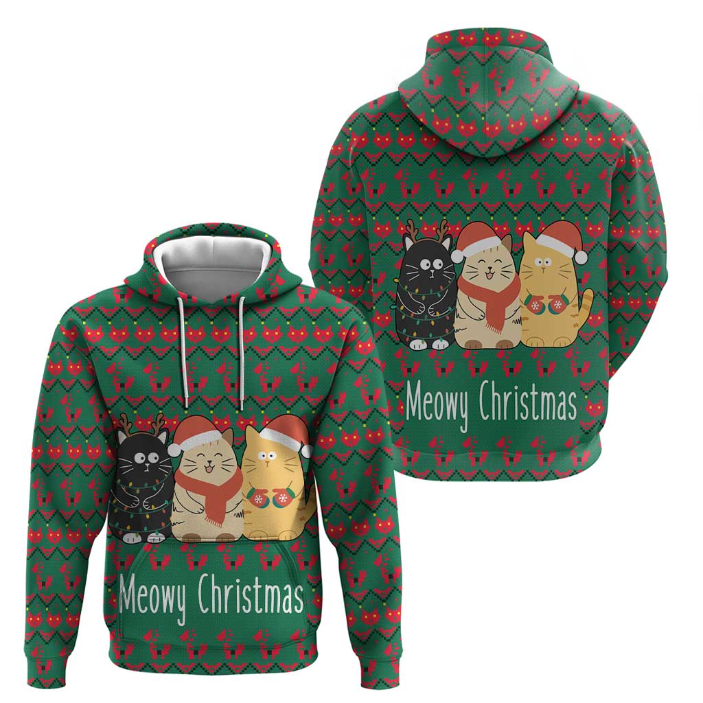Cat Meowy Christmas Zip Hoodie Xmas Holiday Patterns - Wonder Print Shop