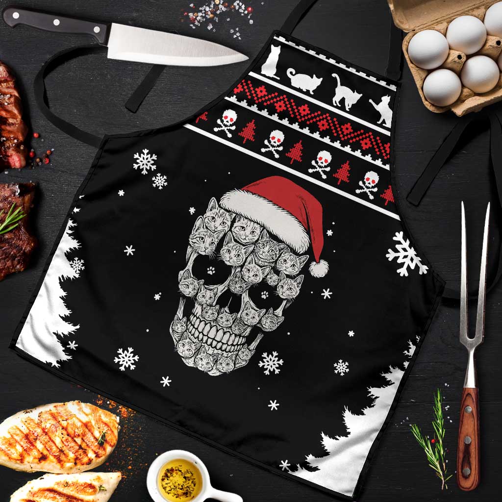 Cat Skull Santa Christmas Apron Xmas Holiday Patterns - Wonder Print Shop