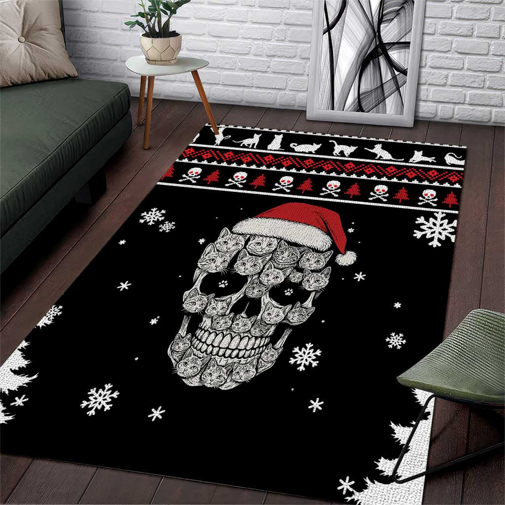 Cat Skull Santa Christmas Area Rug Xmas Holiday Patterns - Wonder Print Shop