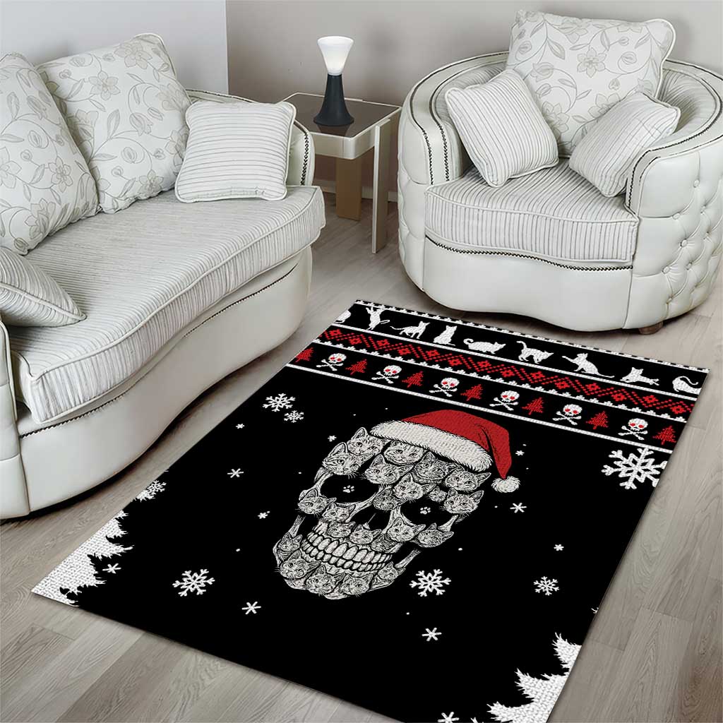 Cat Skull Santa Christmas Area Rug Xmas Holiday Patterns - Wonder Print Shop