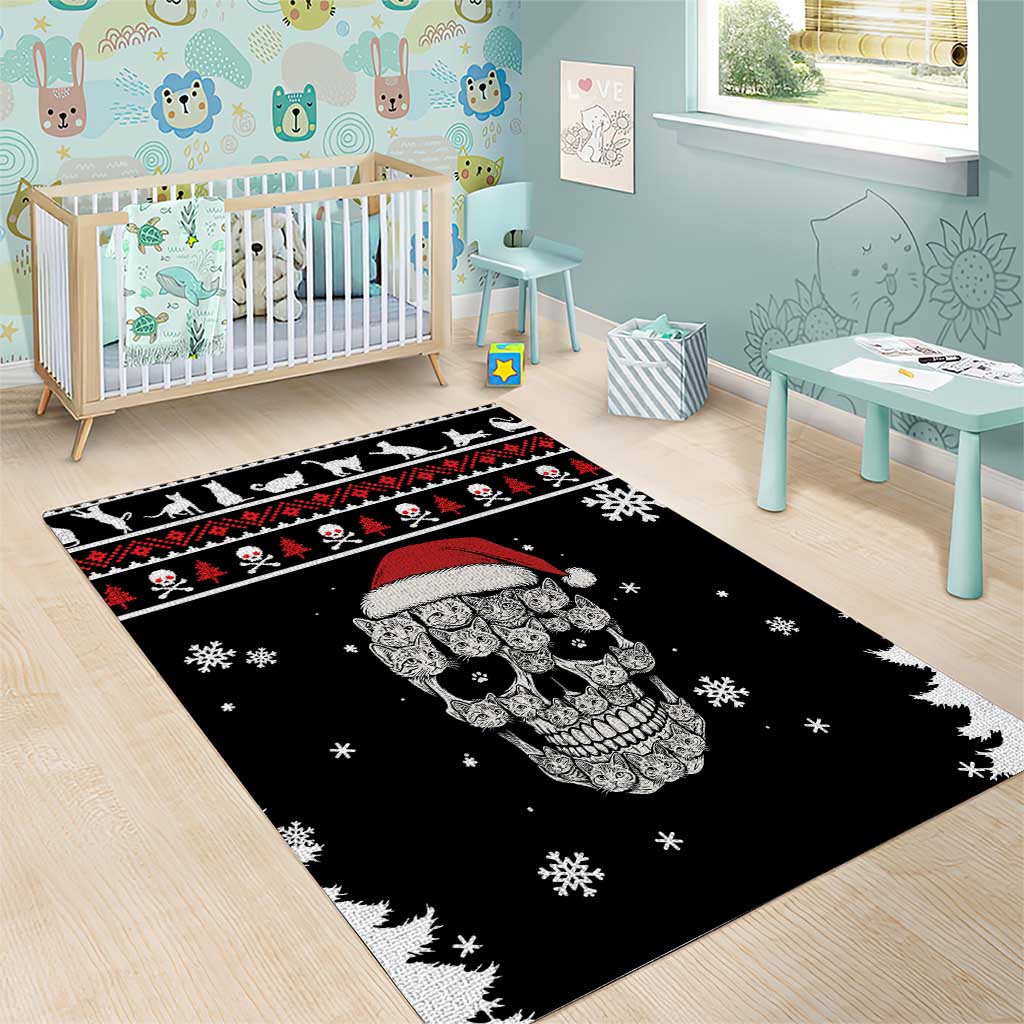 Cat Skull Santa Christmas Area Rug Xmas Holiday Patterns - Wonder Print Shop