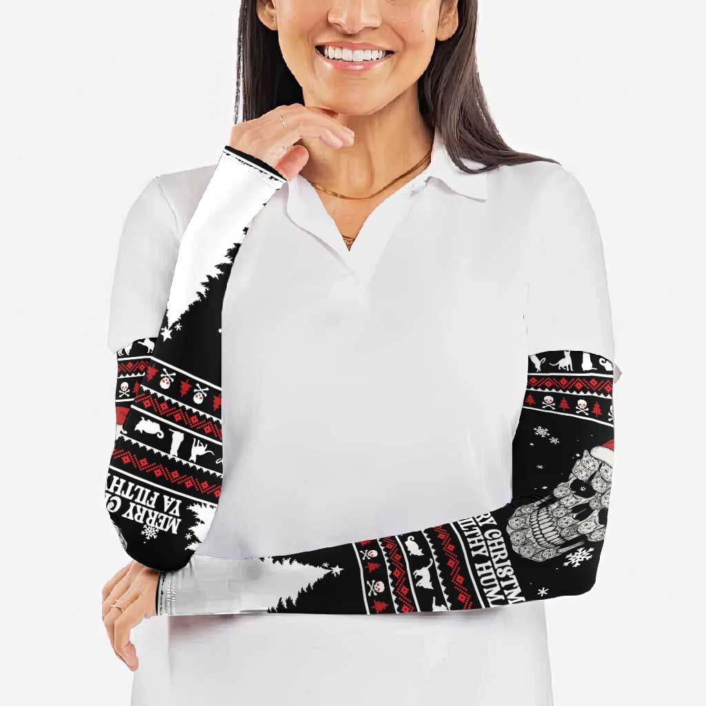 Cat Skull Santa Christmas Arm Sleeves Xmas Holiday Patterns - Wonder Print Shop