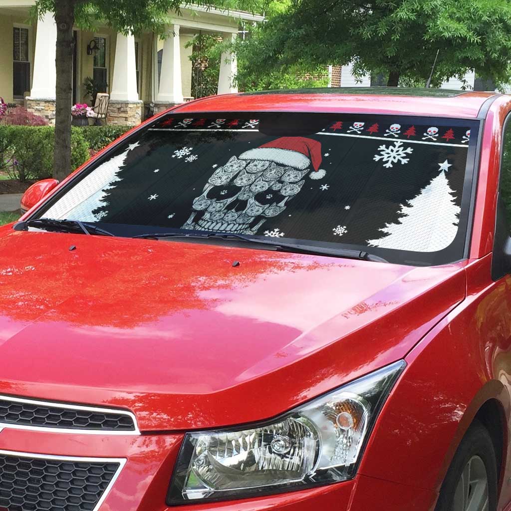 Cat Skull Santa Christmas Auto Sun Shade Xmas Holiday Patterns - Wonder Print Shop