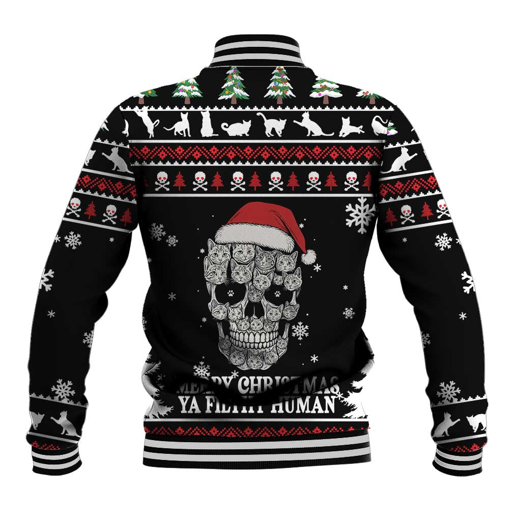 Cat Skull Santa Christmas Baseball Jacket Xmas Holiday Patterns - Wonder Print Shop