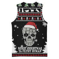 Cat Skull Santa Christmas Basketball Jersey Xmas Holiday Patterns - Wonder Print Shop
