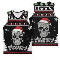Cat Skull Santa Christmas Basketball Jersey Xmas Holiday Patterns - Wonder Print Shop