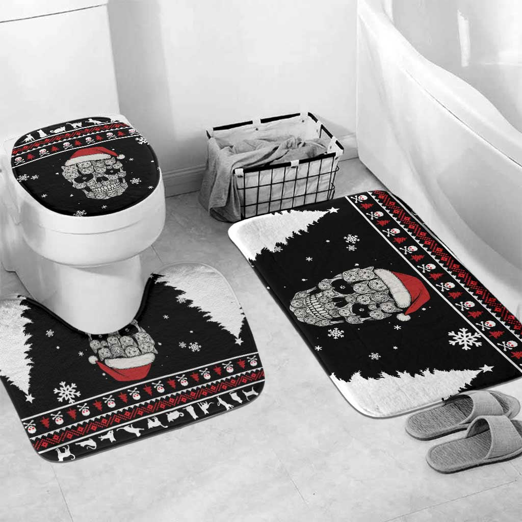 Cat Skull Santa Christmas Bathroom Set Xmas Holiday Patterns - Wonder Print Shop