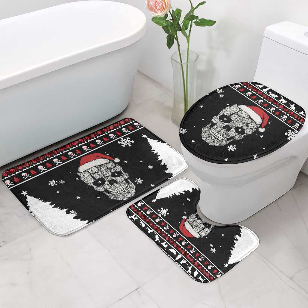 Cat Skull Santa Christmas Bathroom Set Xmas Holiday Patterns - Wonder Print Shop