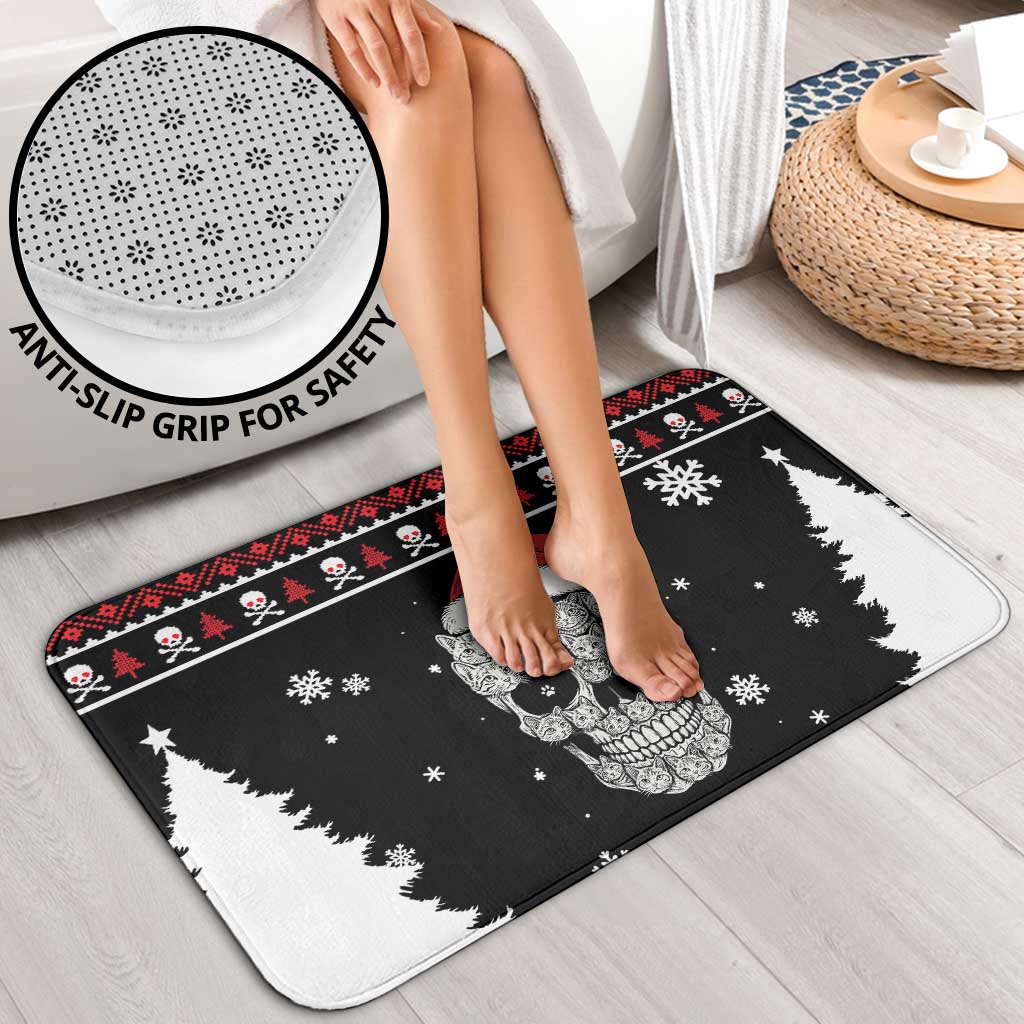 Cat Skull Santa Christmas Bathroom Set Xmas Holiday Patterns - Wonder Print Shop