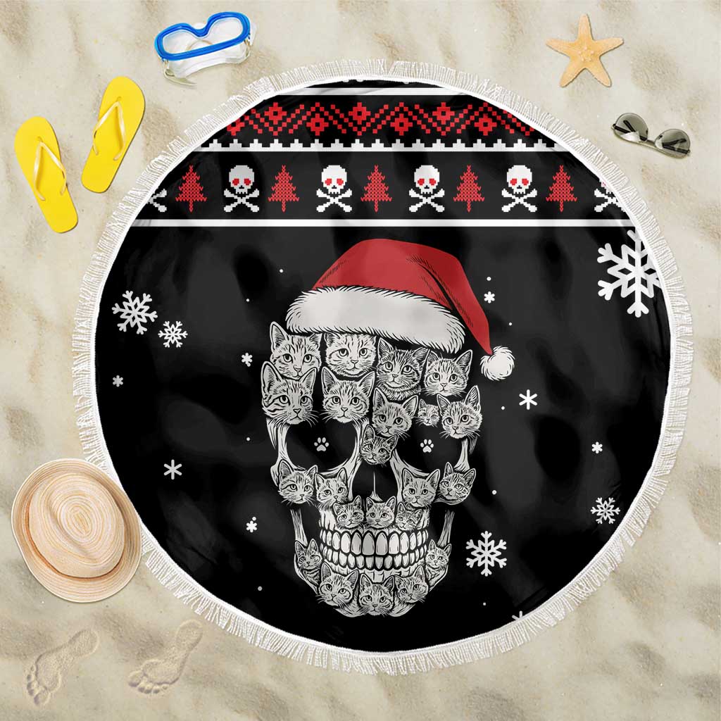 Cat Skull Santa Christmas Beach Blanket Xmas Holiday Patterns - Wonder Print Shop