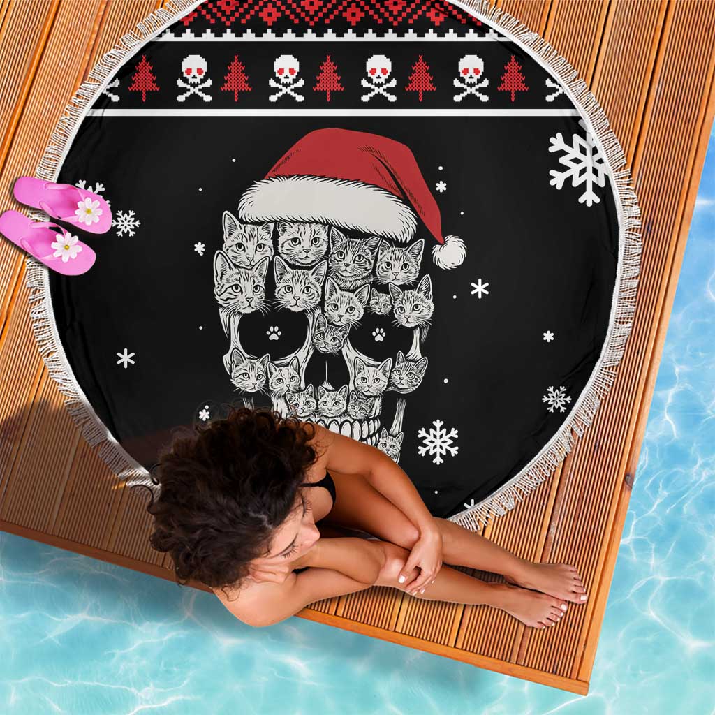 Cat Skull Santa Christmas Beach Blanket Xmas Holiday Patterns - Wonder Print Shop