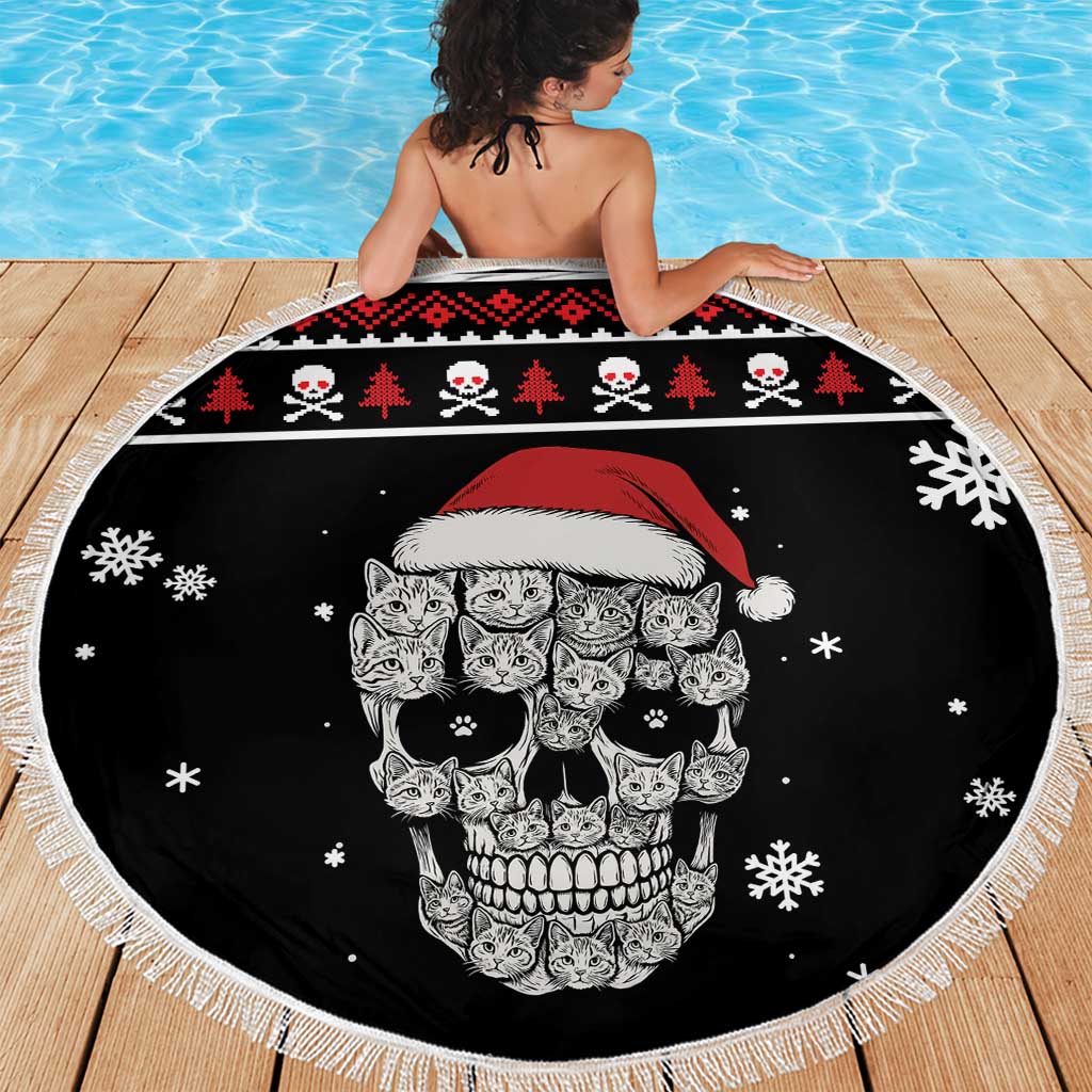 Cat Skull Santa Christmas Beach Blanket Xmas Holiday Patterns - Wonder Print Shop
