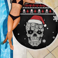 Cat Skull Santa Christmas Beach Blanket Xmas Holiday Patterns - Wonder Print Shop
