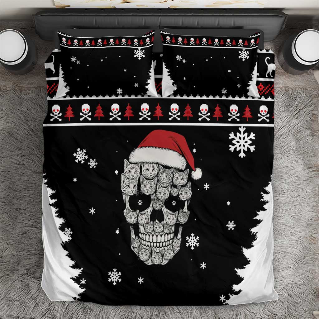Cat Skull Santa Christmas Bedding Set Xmas Holiday Patterns - Wonder Print Shop