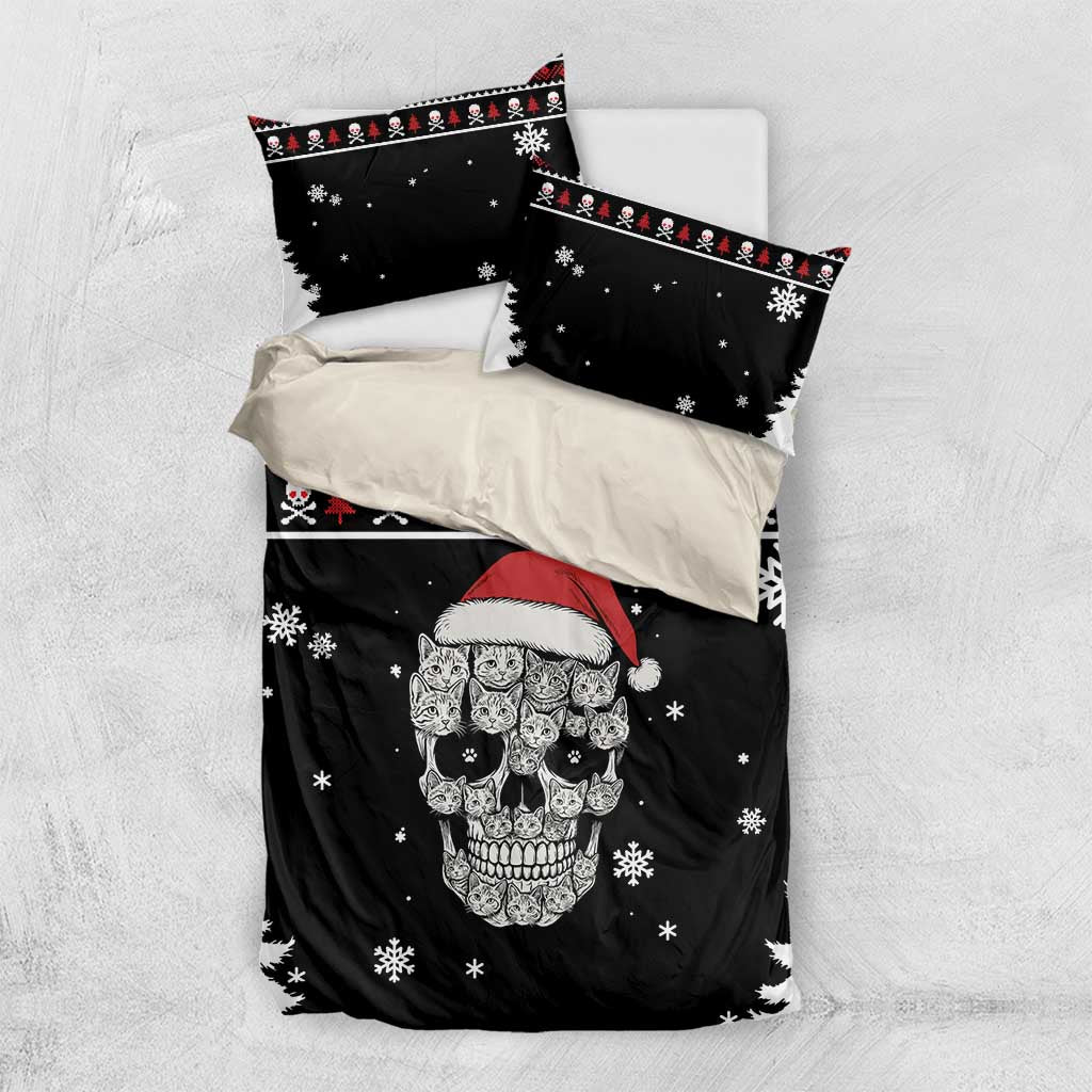 Cat Skull Santa Christmas Bedding Set Xmas Holiday Patterns - Wonder Print Shop